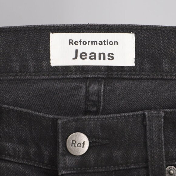REFORMATION Liza High Rise Straight Cropped Jeans in Faded Black Size 27 - Picture 7 of 9